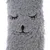 Juguete de peluche gris con cara bordada, ojos cerrados y nariz marrón.