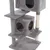 Grey scratching post with two caves, multiple platforms and a sisal-wrapped scratching trunk.