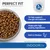 Perfect Fit kattmat, synlig text: To help support the gut microbiome, Made with high quality ingredients, Rich in Chicken, Indoor 1+, With natural prebiotics. Text på engelska.