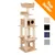 Multi-level beige cat tree with scratching posts, hammock, two platforms, a round bed on top, and a cubed hideaway. Four colour options shown: beige, black, blue, grey. Top Seller badge. Multi-level beige cat tree with scratching posts, hammock, two platforms, a round bed on top, and a cubed hideaway. Four colour options shown: beige, black, blue, grey. Top Seller badge.