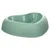Heart-shaped feeding bowl made of green plastic, suitable for food or water.