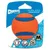 Chuckit! Ultra Ball Medium, oranje met blauwe strepen. Symbolen tonen waterbestendig, stuiterend en robuust. Maat M.
