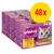 Whiskas Geflügel Auswahl in Sauce, confezione da 48 bustine per gatti adulti 1+, visibile scritta '48x' su sfondo giallo e immagine di un gatto grigio sul fronte della confezione.