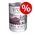 Konzerva Wolf of Wilderness Wild Hills, 100 % grain-free, kačica s lesnými plodmi, koreňmi a bylinkami, 400 g. Červený symbol percenta v pravom hornom rohu.