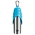 Trixie stainless steel drinking bottle with blue plastic lid and carabiner, suitable for travel.