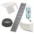 Set of accessories: grey ramp, black food bowl, white shelter with stairs, drinking bottle with holder, and white feeding trough.