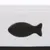 Black fish symbol on white background, possibly decorative element or indication of product content.