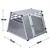 Box per animali in metallo con porta a griglia, dimensioni visibili: altezza 65 cm, larghezza 92 cm, profondità 80 cm.