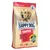 Happy Dog NaturCroq Active Adult. Prodotto in Germania. 100% ingredienti naturali, senza zuccheri aggiunti. Adatto a cani attivi. Immagine di un cane sulla confezione.