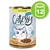 Boîte Catessy Chunks with Chicken 400 g, illustration de chat, mention Jellycious!, lot de 12 indiqué dans un cercle vert en haut à droite. Boîte Catessy Chunks with Chicken 400 g, illustration de chat, mention Jellycious!, lot de 12 indiqué dans un cercle vert en haut à droite.
