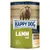 Lata de comida para perros Happy Dog Lamm Pur, Supreme Sensible, 100 % proteína animal, texto en alemán e inglés, imagen de oveja. Fabricado en Alemania.