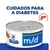 Hill's Prescription Diet m/d, cuidados para a diabetes. Lata de comida húmida com símbolo de fígado visível.