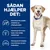 Sådan hjælper det: Sammensat til at støtte fordøjelse og afføringskvalitet, nære huden med synlige forbedringer, hjælpe med at bevare en sund hudbarriere. Hund med blåt halsbånd.