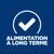 Texte : ALIMENTATION À LONG TERME, avec une coche blanche dans un cercle. Texte en français de Belgique.