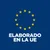 Texto: ELABORADO EN LA UE, bajo círculo de 12 estrellas amarillas sobre fondo azul. Indica origen del producto en la Unión Europea.