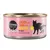 Cosma Pure Love Asia, Chicken and Tuna with Pineapple in Jelly, Pure Meat Fish & Fruit. Testo in inglese su lattina rosa con silhouette di gatto nera e ananas giallo.