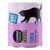 Boîte Cosma Pure Love Snackies TUNA, XXL Pieces, gently freeze-dried, 100 % pure fish. Silhouette de chat noire sur fond violet.