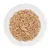 Close-up of shredded tuna in jelly on a white plate, suitable as pet food.