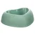Heart-shaped feeding bowl made of green plastic, suitable for food or water.