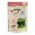 Feringa Classic Meat Veal with carrots & cat thyme, ADULT, 85 g. Texte en anglais sur l'emballage. Illustration d'un chat noir et d'une vache verte.