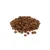 Pile of brown dry food kibbles, round and flat shaped.