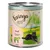 Feringa Single Meat Adult cat food, veal flavour with broccoli and dandelion, 800 g can. Illustration of a black cat on grass.