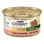 Scatoletta Purina Gourmet Gold straccetti con salmone, immagine di un gatto bianco e del prodotto, testo: ricicliami, straccetti, con salmone.