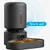PETLIBRO automatic pet feeder dispensing dry food, digital display shows 08:20, speech bubble with visible text 'Time to eat!'. Black plastic material.