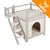Casetta per animali in legno chiaro con scala laterale e terrazza superiore recintata. Angolo arancione in alto a destra con testo: Top Seller. Casetta per animali in legno chiaro con scala laterale e terrazza superiore recintata. Angolo arancione in alto a destra con testo: Top Seller.