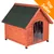 Cuccia per cani in legno con tetto verde e ingresso in plastica trasparente. Angolo arancione in alto a destra con testo: Top Seller.