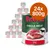 Rocco Single Meat Beef, zestaw 24 puszek po 800 g. Widoczna etykieta z nazwą produktu, ilustracją mięsa wołowego i symbolem psa. Rocco Single Meat Beef, zestaw 24 puszek po 800 g. Widoczna etykieta z nazwą produktu, ilustracją mięsa wołowego i symbolem psa.