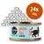 24 lattine da 70 g Cosma Pure Love Nature Chicken and Tuna in Broth, etichetta con silhouette di gatto e icone pollo e pesce. Testo in inglese visibile sulla confezione. 24 lattine da 70 g Cosma Pure Love Nature Chicken and Tuna in Broth, etichetta con silhouette di gatto e icone pollo e pesce. Testo in inglese visibile sulla confezione.