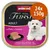 animonda Vom Feinsten Adult mit Pute + Lamm, 24x150g, confezione di alimento per cani adulti con tacchino e agnello, immagine di cane bianco e porzione di cibo su piatto nero