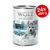 Wolf of Wilderness Junior Blue River, 100% gabonamentes recept, friss lazac és csirke erdei bogyókkal, gyökerekkel és vadon termő gyógynövényekkel. Csomag: 24x400g.