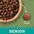 Kibble size shown as 10mm diameter, with a bowl of kibble and the word 'Senior' displayed below.
