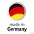 made in Germany (texte en anglais) sous un cercle aux couleurs du drapeau allemand