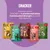 Snack per cani Mera SNACKER in 5 gusti: Geflügel, Insekt, Rind, Lachs, Lamm. Testo in tedesco: scopri SNACKER in 5 irresistibili gusti per il successo dell’addestramento.
