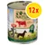 Confezione da 12 lattine di cibo per cani 'Bio Nature Adult' con manzo, riso e olio di cartamo. Testo visibile: senza zuccheri aggiunti, 100 %, naturale, Premiumqualität.