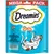 Dreamies MEGA PACK, 180 g. Text: Mit schmackhaftem Lachs Geschmack, Vitamine & Mineralstoffe, Nur 2 kcal pro Stück. Bild på katt och laxbitar. Förpackning med blå bakgrund.