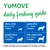 YuMOVE daily feeding guide: perros pequeños hasta 15 kg 1 tableta, medianos 16–30 kg 2 tabletas, grandes 31–45 kg 3 tabletas, muy grandes más de 45 kg 4 tabletas. Texto en inglés.