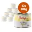 12 lattine Purizon Single Meat Chicken with Chamomile Blossoms per gatti, 200 g ciascuna. Testo visibile: 'Purizon', 'Single Meat', 'Chicken with Chamomile Blossoms', '200g'.