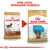 Comparison of old and new Royal Canin Dachshund puppy food packaging with text: New look, upgraded formula. Shows changes in design and product labelling.