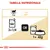 Tabella nutrizionale per gatto 5 kg: 3+1/4 bustine oppure 1 bustina più 42 g di crocchette. Indicazione acqua (Water) visibile.