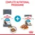 Complete nutritional programme showing Royal Canin Urinary dry food and wet food pouch, with images of kibble and chunks in gravy, highlighting a combined feeding approach.