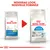Comparaison de deux sacs Royal Canin Indoor Appetite Control pour chats d’intérieur, texte : Nouveau look, nouvelle formule. À gauche ancien emballage, à droite nouveau design.