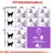 Tableau d’alimentation pour chats Royal Canin : quantités de croquettes et sachets selon poids (3–6 kg) et statut (poids idéal/surpoids), instructions en anglais et allemand visibles.