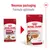Comparaison de l’ancien et du nouveau packaging Royal Canin Medium Ageing 10+ 140 g, texte visible : Nouveau packaging, Formule optimisée, Gravy-Salsa, Muscle mass support.