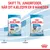 Royal Canin Puppy Giant 2–8 months og Royal Canin Junior Giant 8–18/24 months. Tekst: Skift til juniorfoder, når dit kæledyr er 8 måneder. Viser overgang ved 8 måneder.