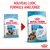 Comparaison de deux paquets Royal Canin Starter Mother & Babydog Maxi 26–44 kg, ancien et nouveau look. Texte : Nouveau look, formule améliorée.