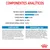 Componentes analíticos: proteína bruta 30 %, grasa bruta 22 %, ceniza bruta 8,40 %, fibra bruta 1,80 %, ácido graso omega-3 (DHA) 0,19 %. Composición y aditivos detallados visibles.
